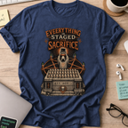 Everything Is Staged for Sacrifice: Terminal Altar Shirt — Navy storefront mockup