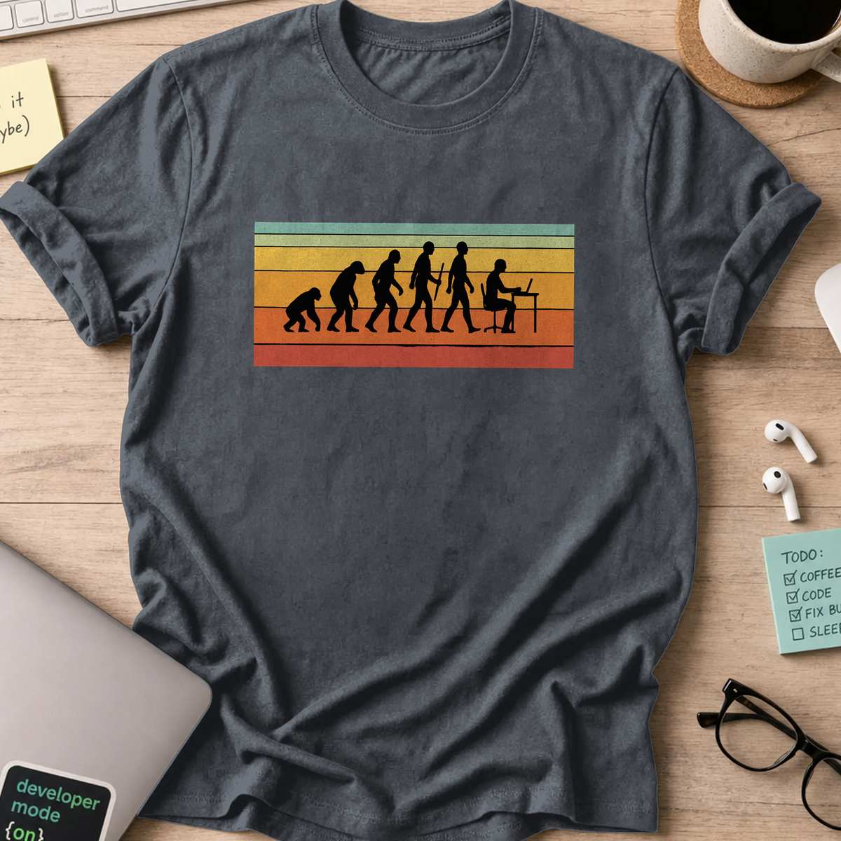 evolution of developers shirt - Dark Heather