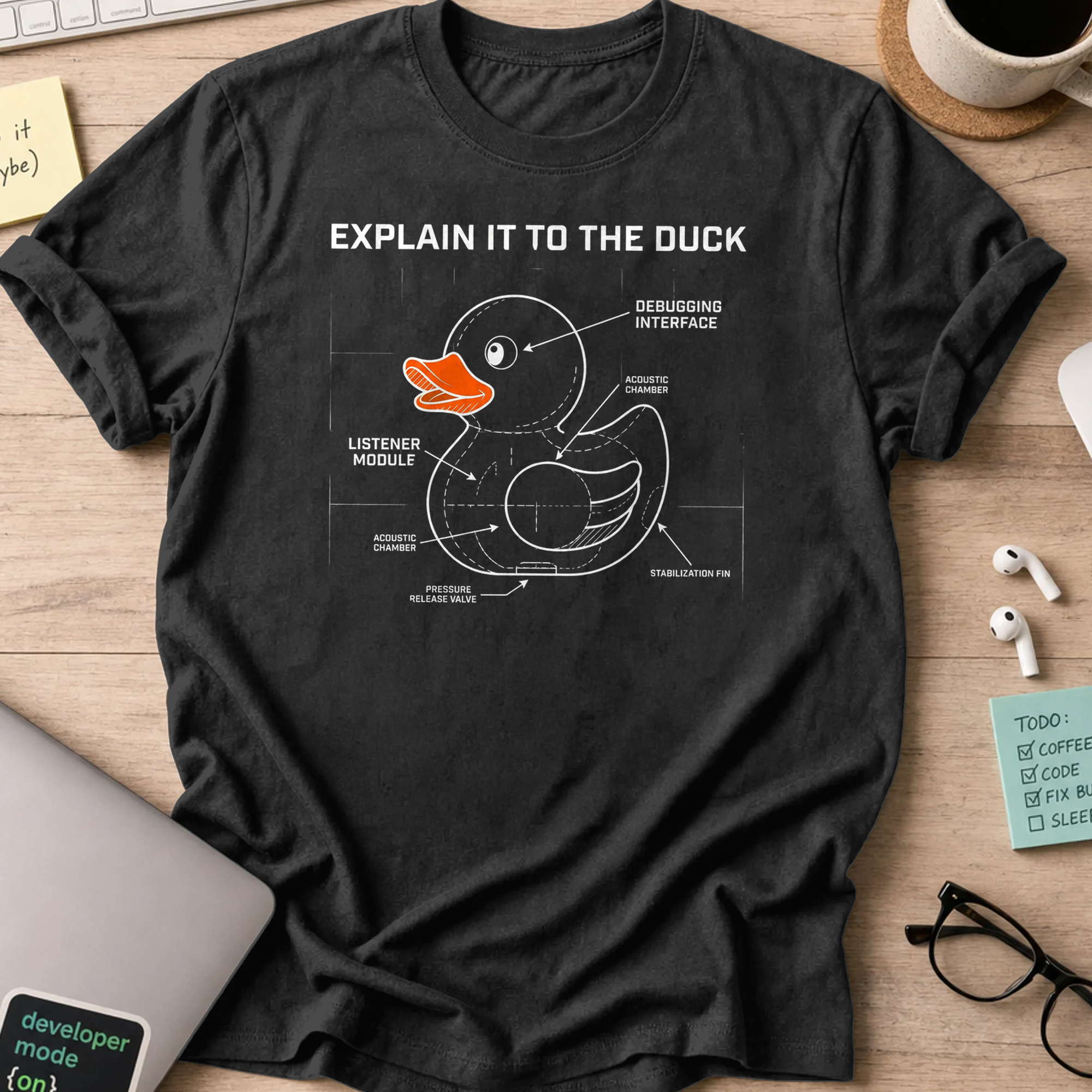 explain it to the duck shirt - Black
