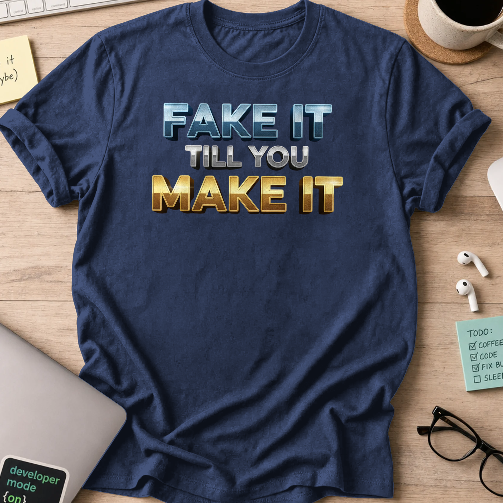 fake it till you make it shirt - Navy