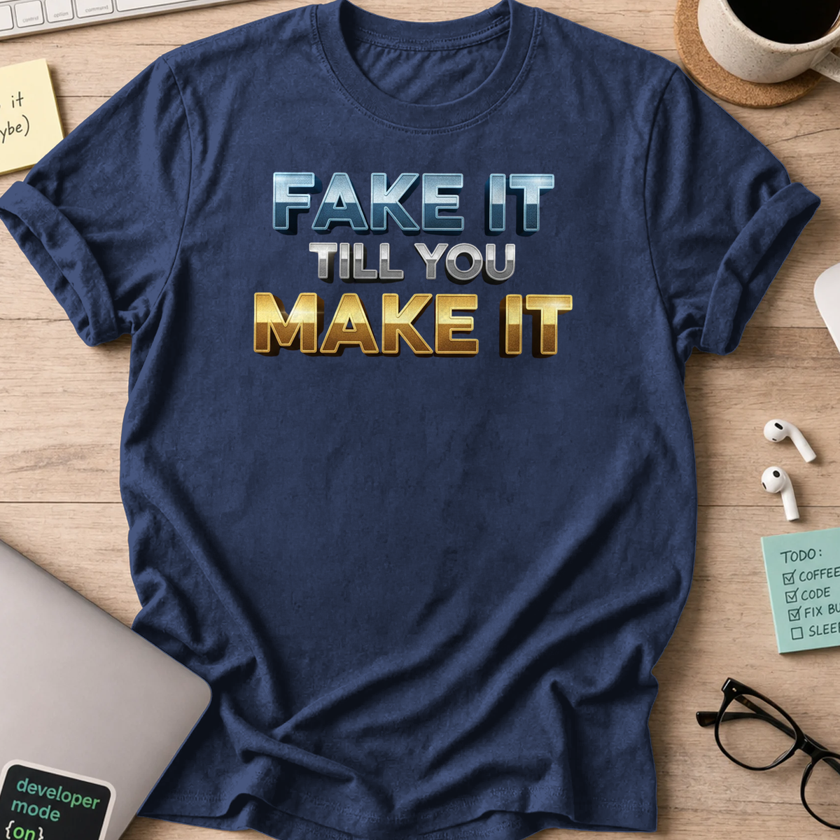 fake it till you make it shirt - Navy