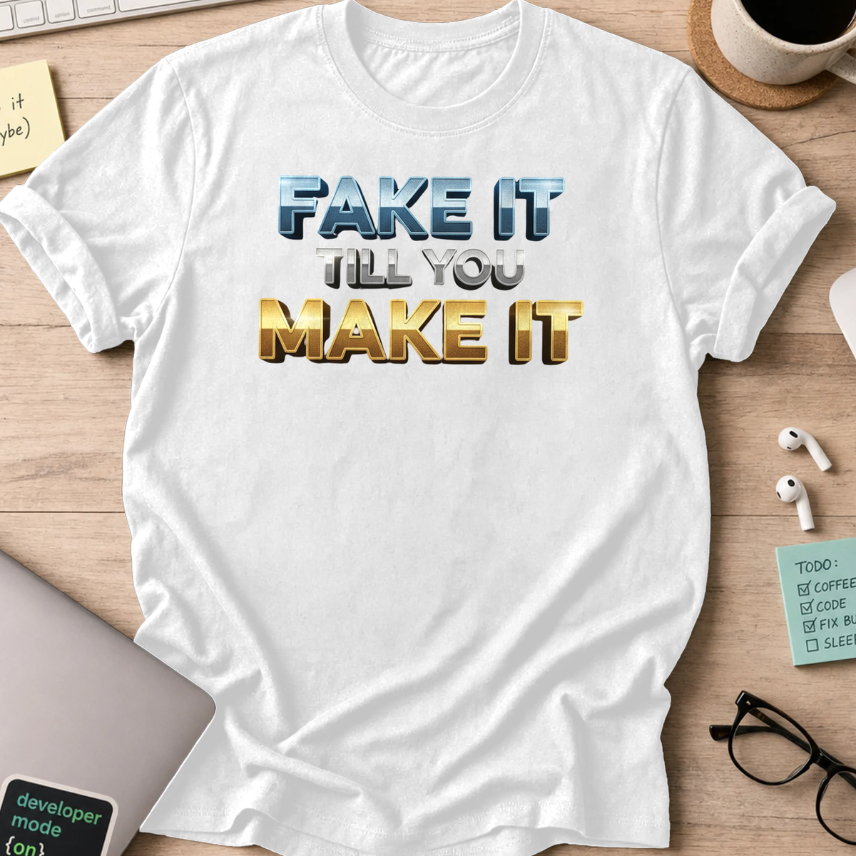 fake it till you make it shirt - White