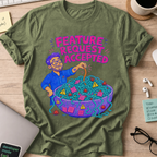 Feature Request Accepted Shirt — Military Green storefront mockup