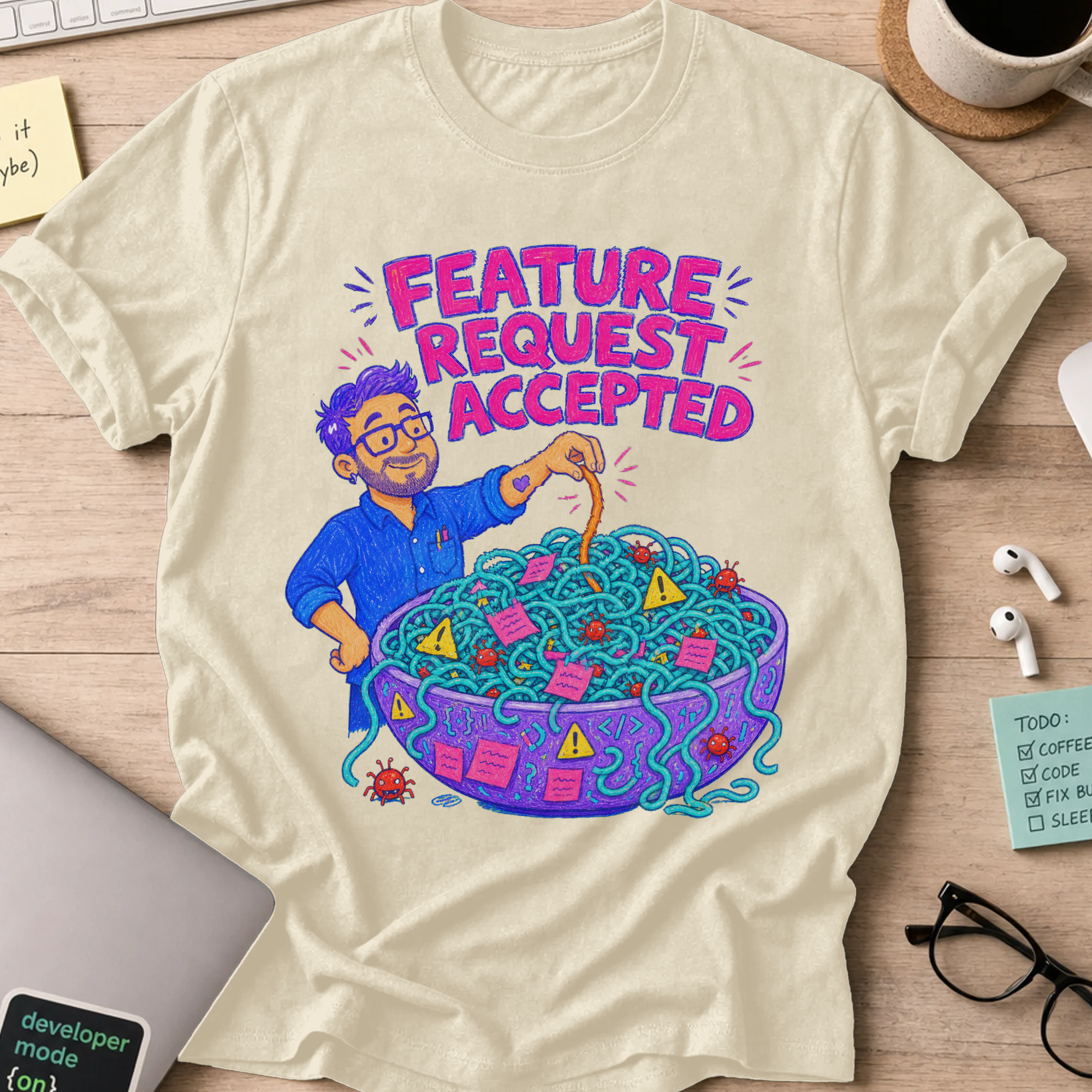 Feature Request Accepted Shirt — Natural storefront mockup
