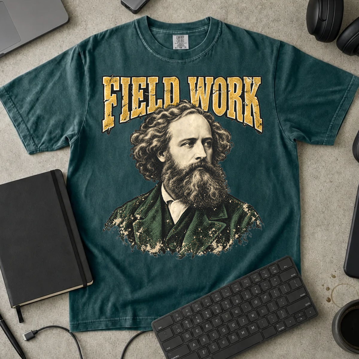 Field Work Shirt — Blue Spruce Comfort Colors 1717 flat lay