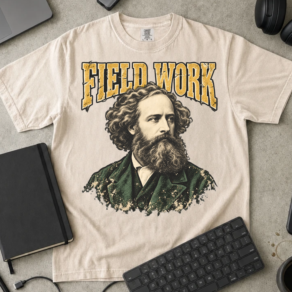 Field Work Shirt — Ivory Comfort Colors 1717 flat lay