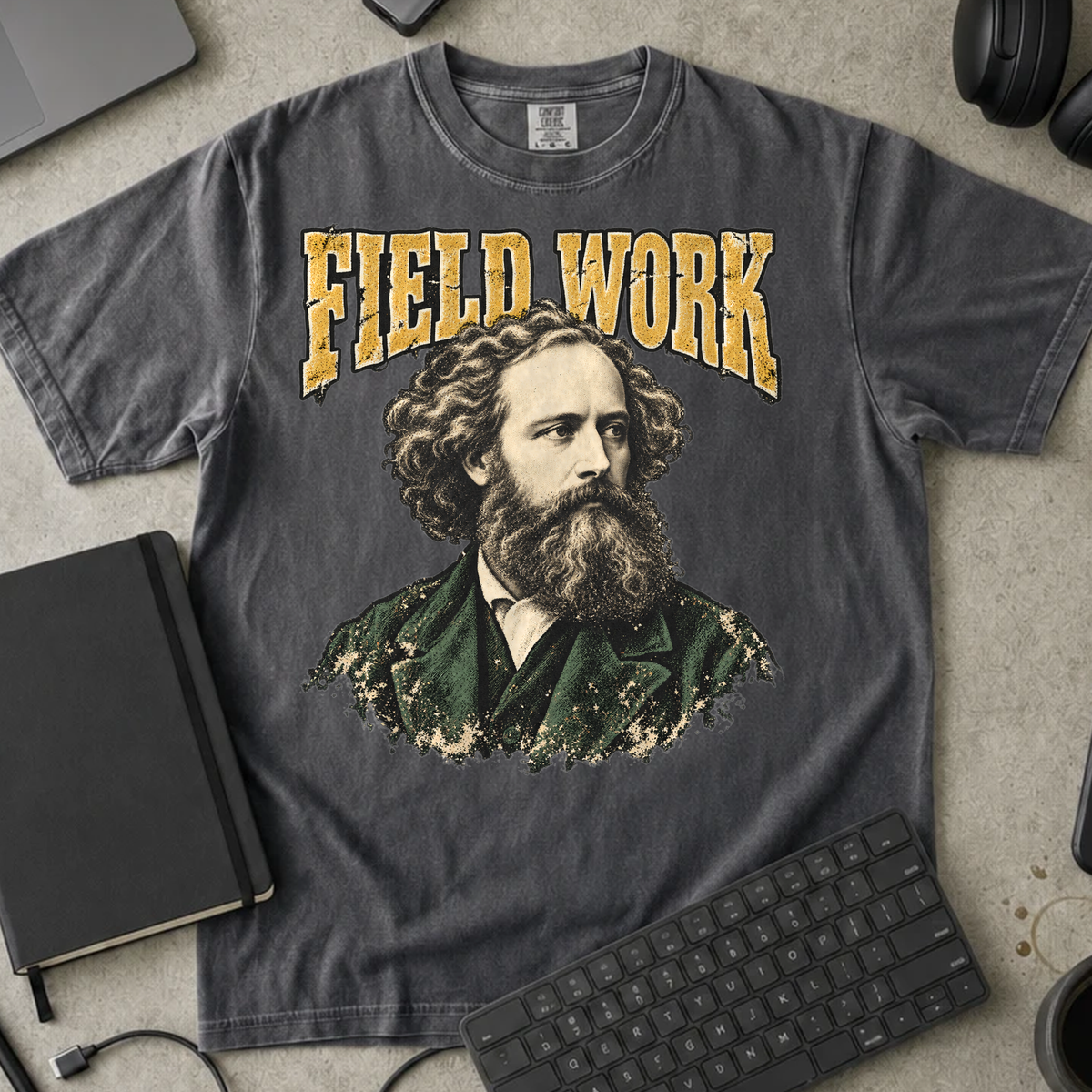 Field Work Shirt — Pepper Comfort Colors 1717 flat lay