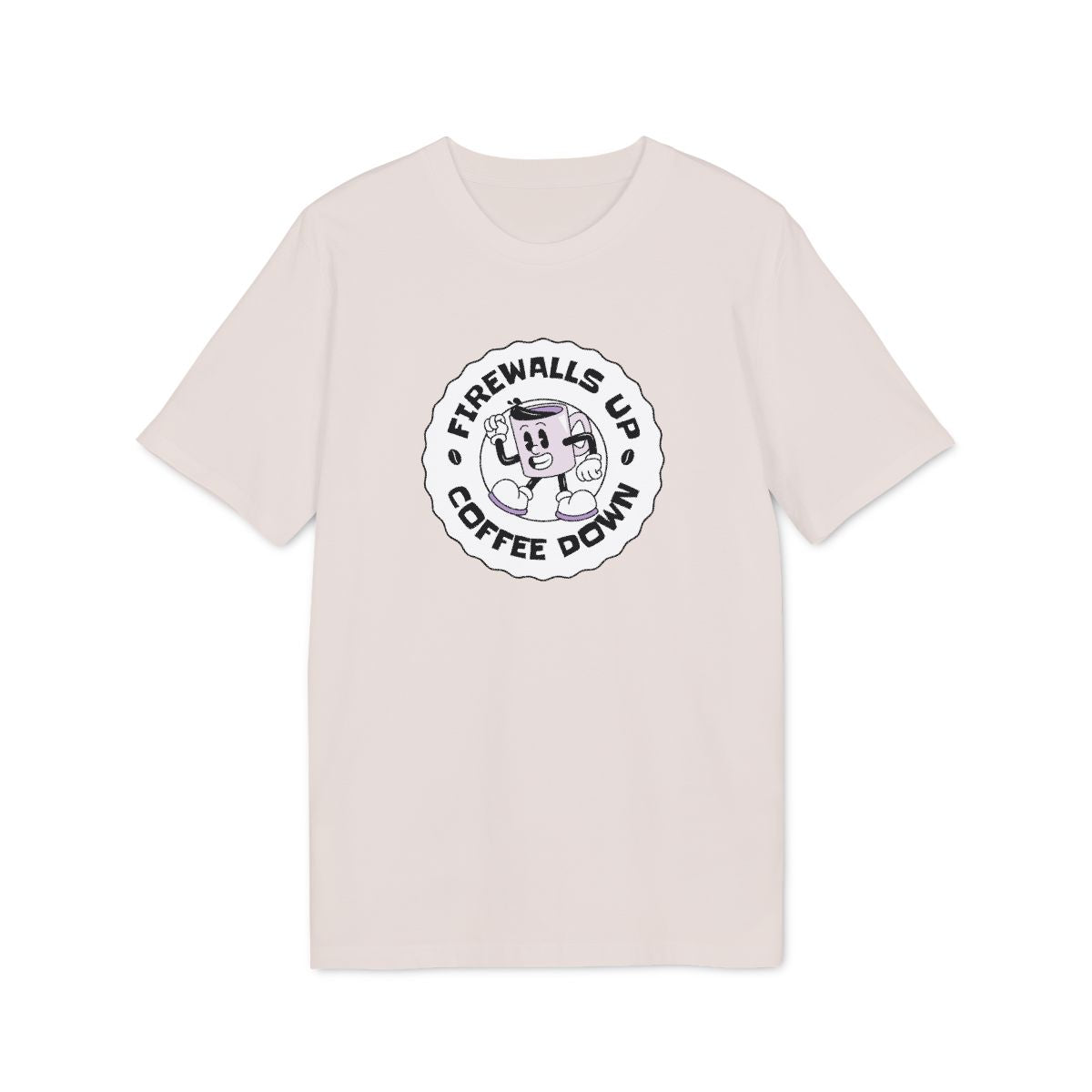 Firewalls Up Coffee Down Shirt — Vintage White — EU Creator 2.0 front mockup