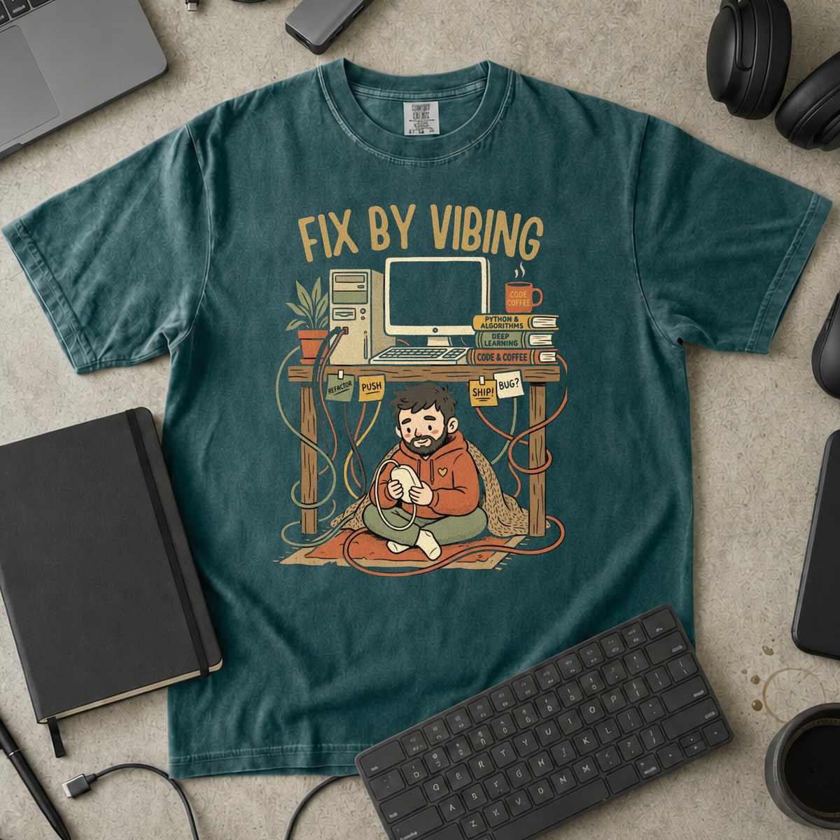 Fix By Vibing Premium Shirt — blue spruce Premium Shirt mock-up