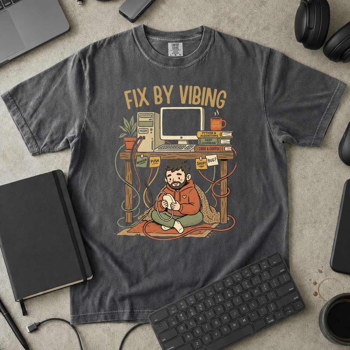 Fix By Vibing Premium Shirt — pepper Premium Shirt mock-up