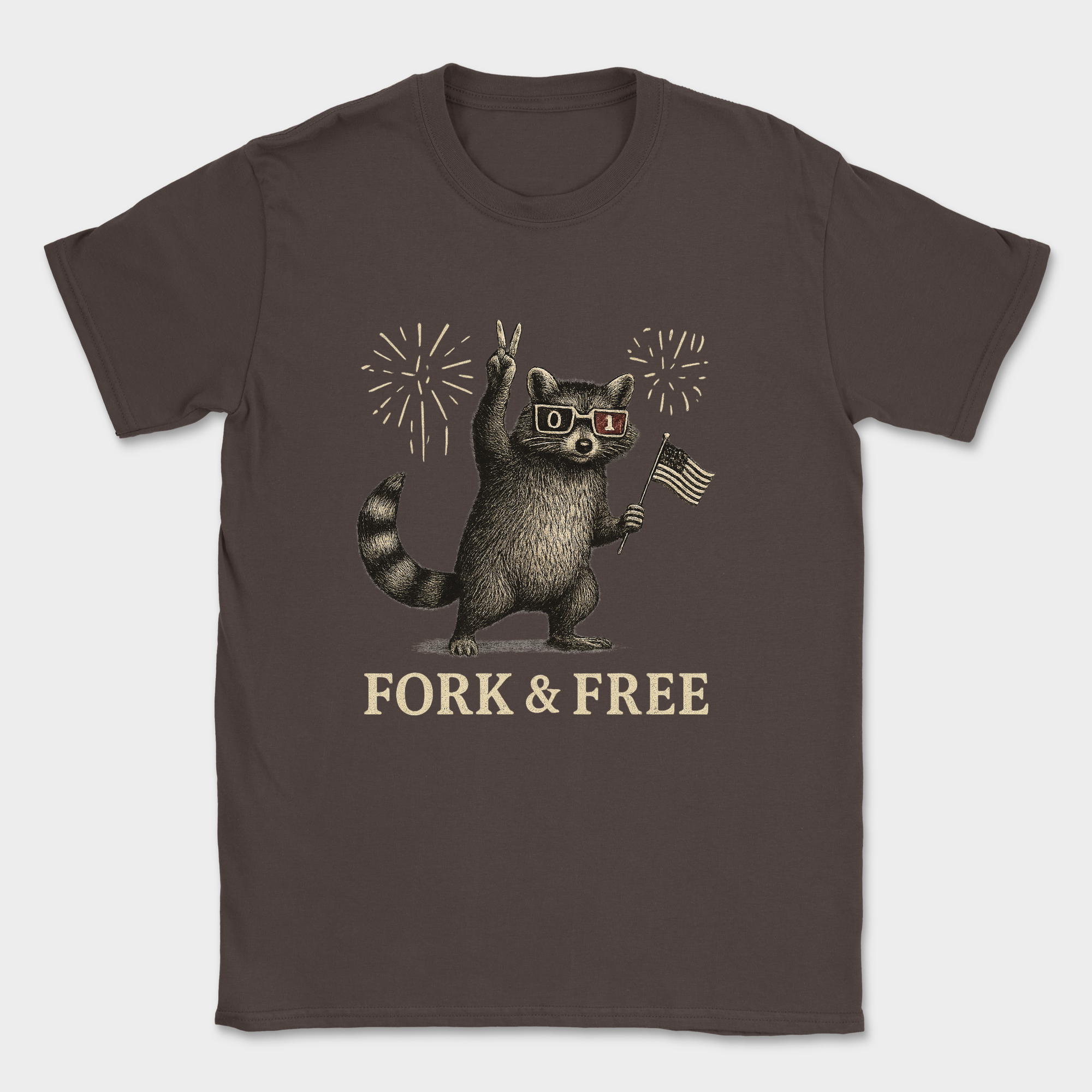 fork & free racoon shirt — Dark Chocolate