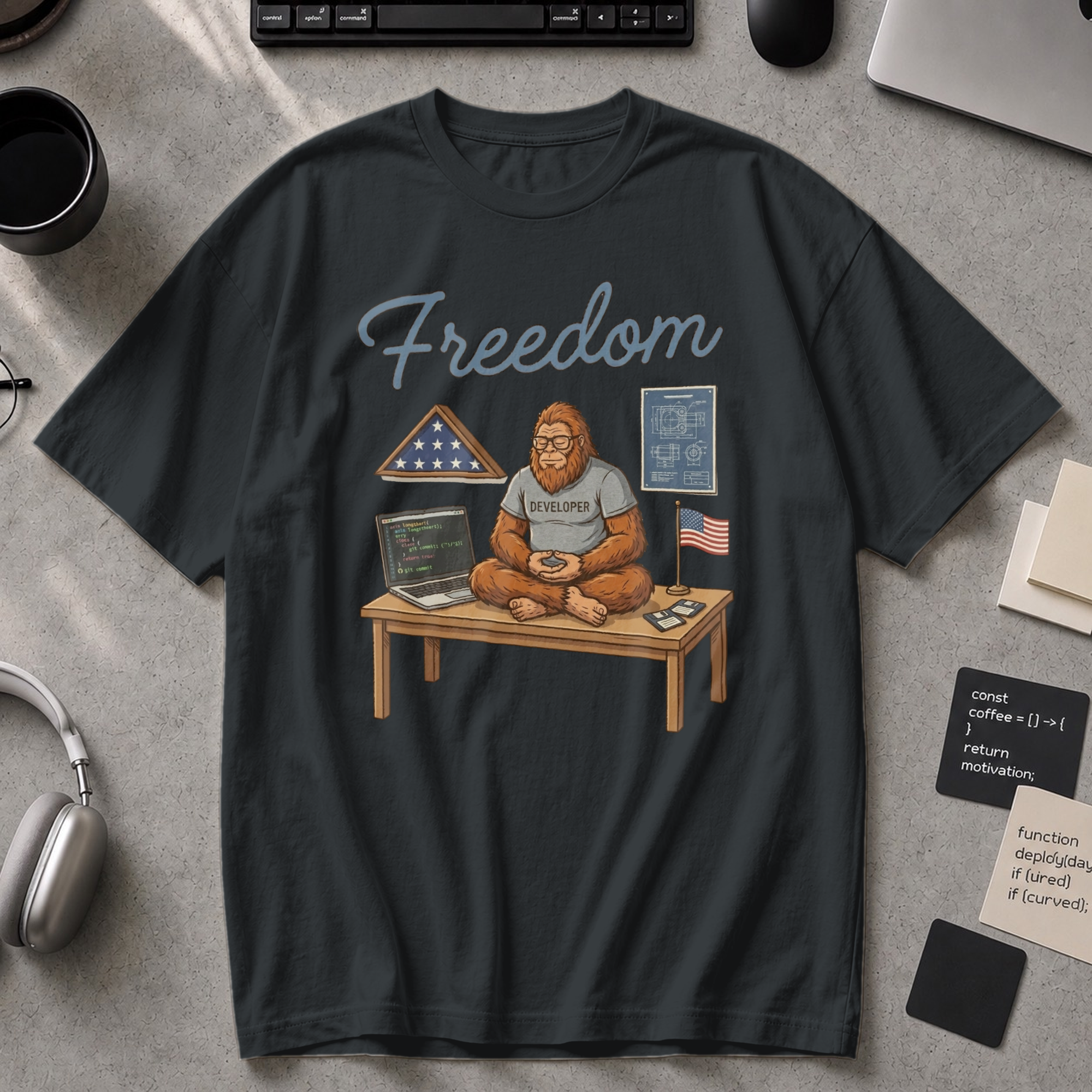 Freedom Bigfoot Coding Premium Shirt - Black