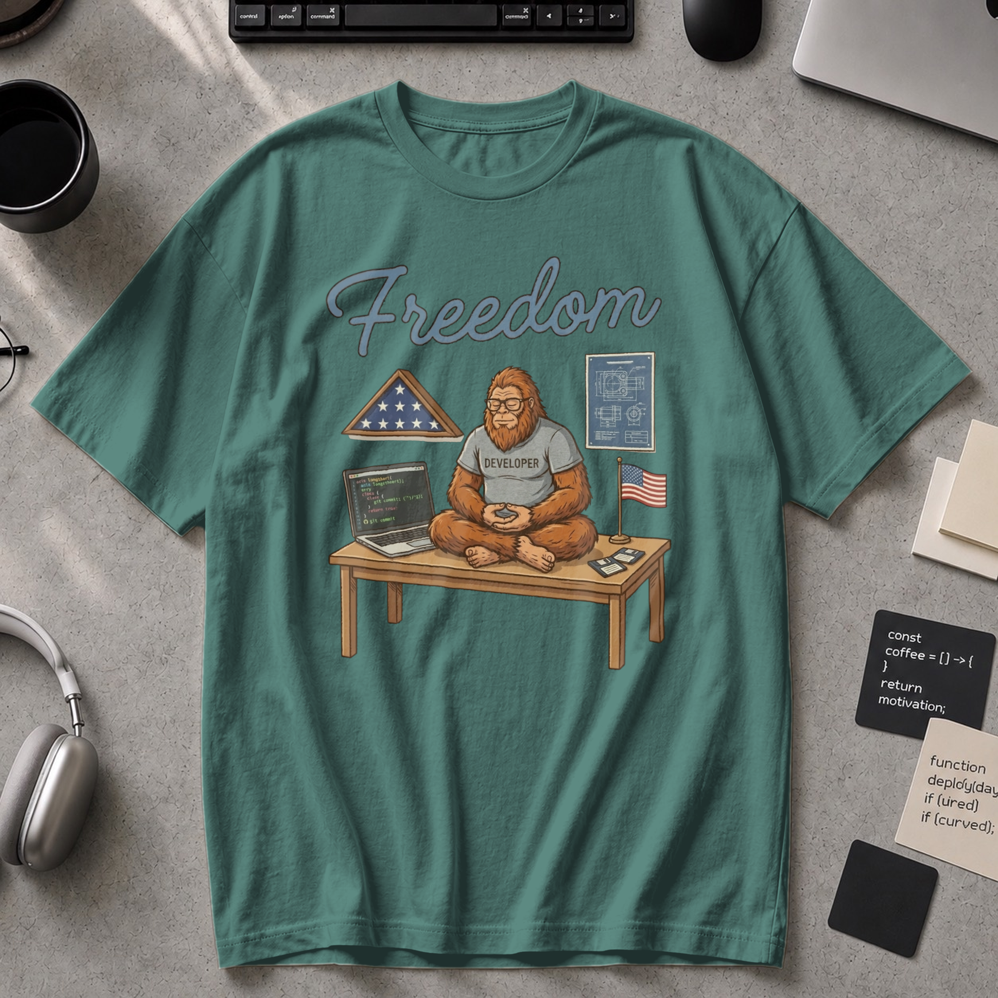 Freedom Bigfoot Coding Premium Shirt - Blue Spruce