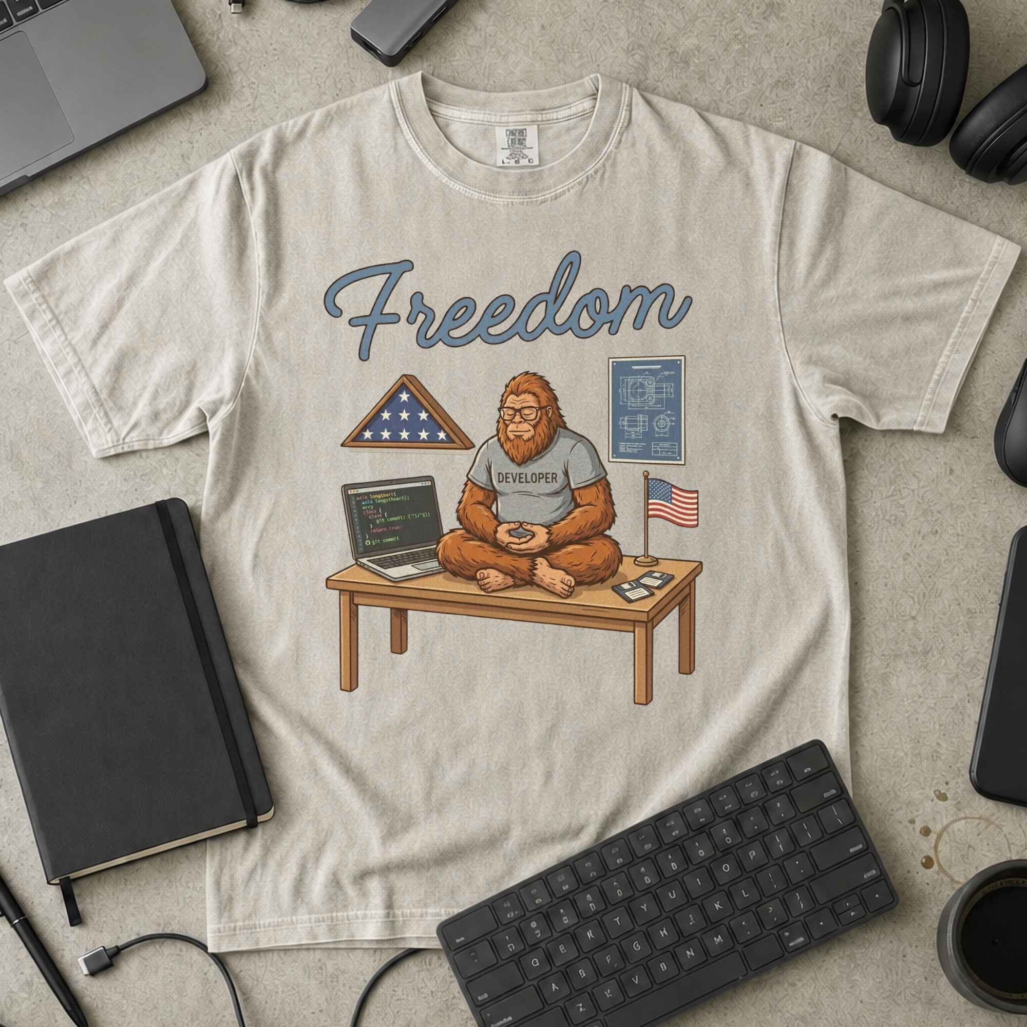 Freedom Bigfoot Coding Premium Shirt — ivory Premium Shirt mock-up