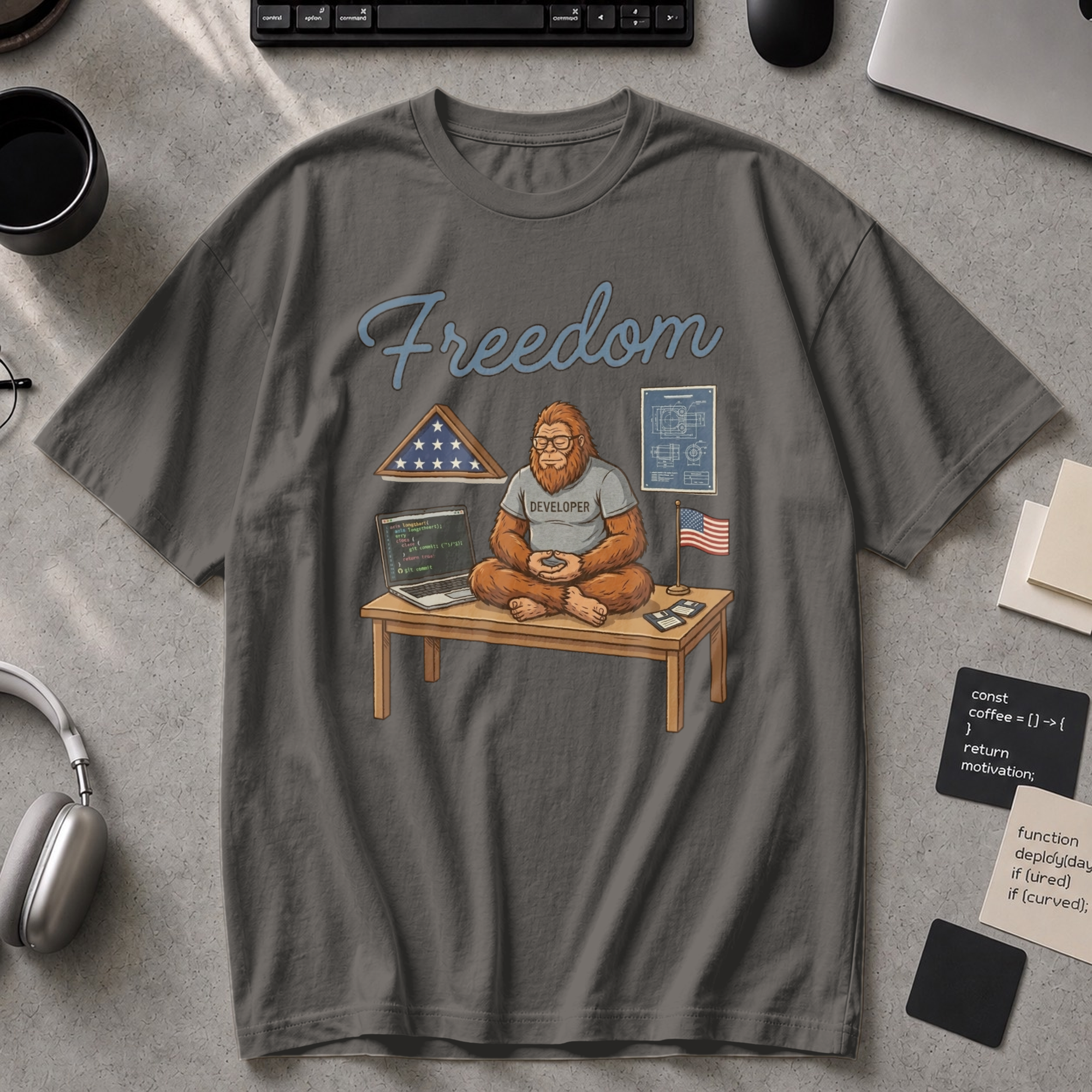 Freedom Bigfoot Coding Premium Shirt - Pepper