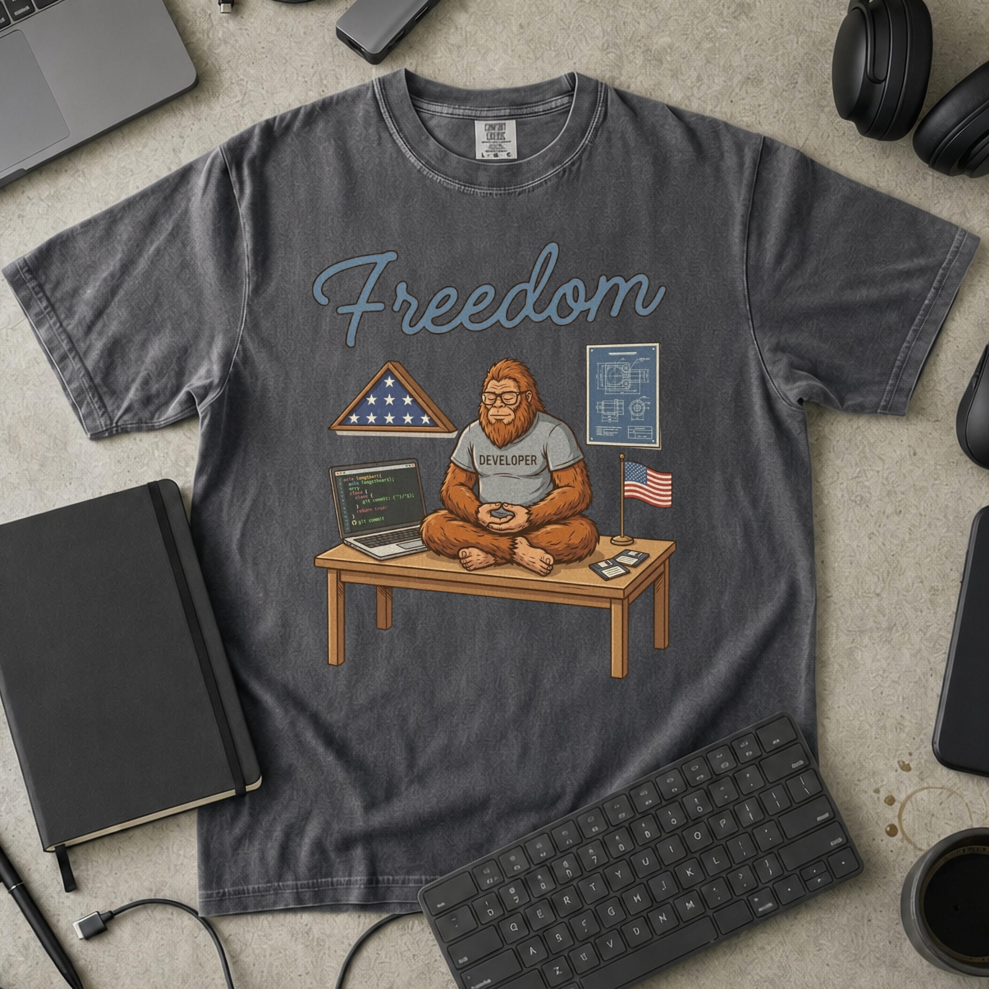 Freedom Bigfoot Coding Premium Shirt — pepper Premium Shirt mock-up