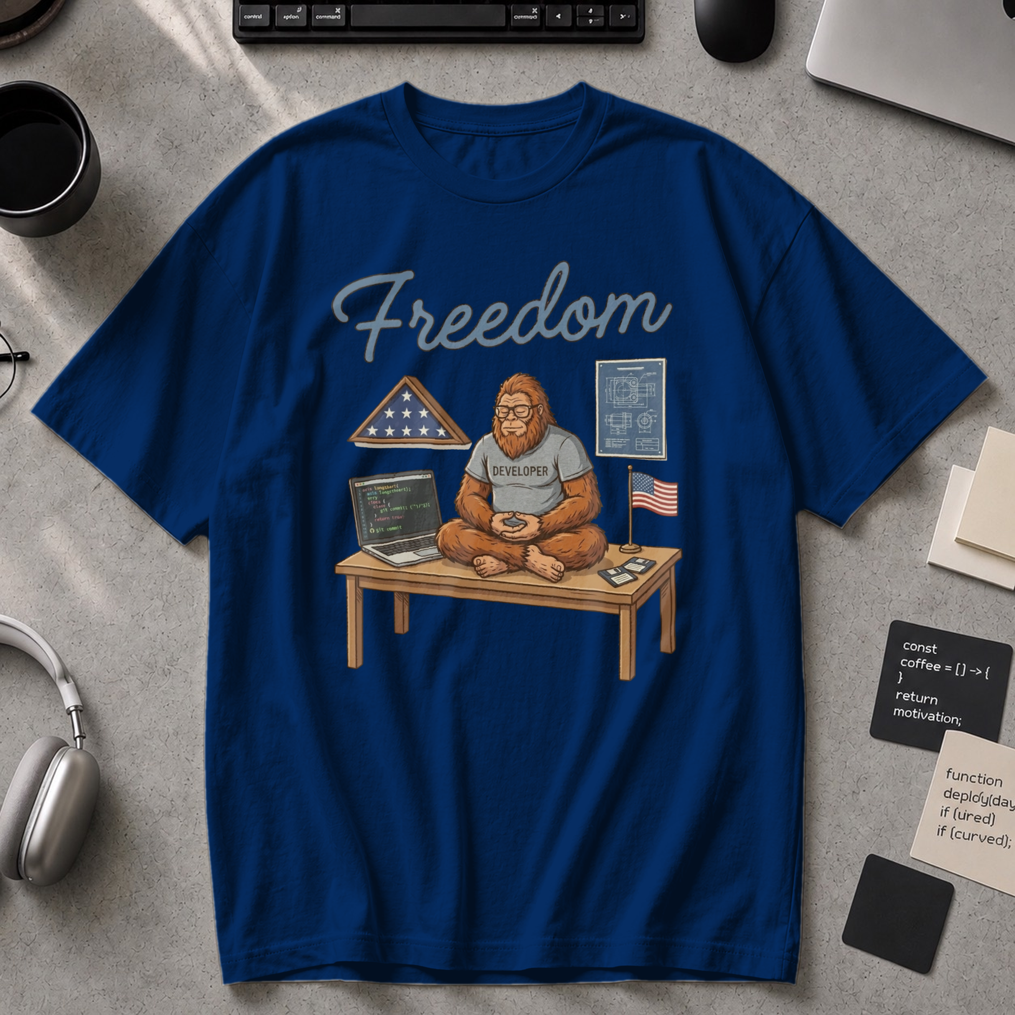 Freedom Bigfoot Coding Premium Shirt - True Navy