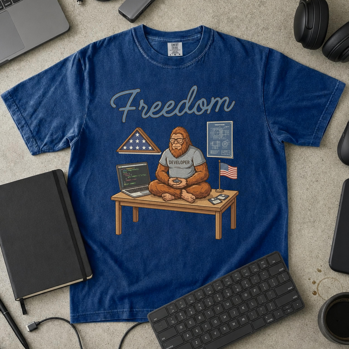 Freedom Bigfoot Coding Premium Shirt — true navy Premium Shirt mock-up