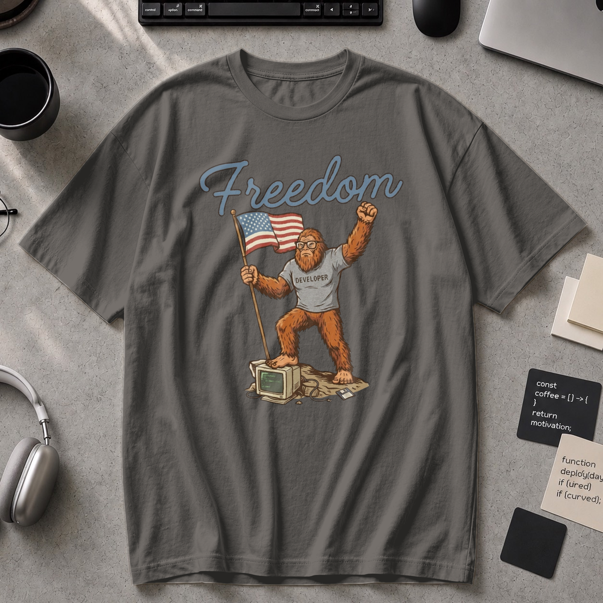 Freedom Bigfoot Flag Premium Shirt - Pepper