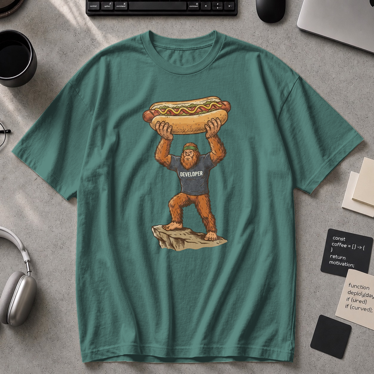 Freedom Bigfoot Hot Dog Press Premium Shirt - Blue Spruce