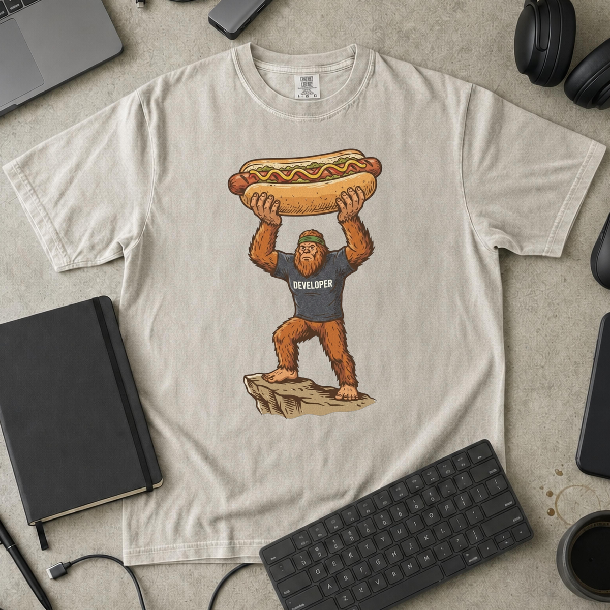Freedom Bigfoot Hot Dog Press Premium Shirt — ivory Premium Shirt mock-up
