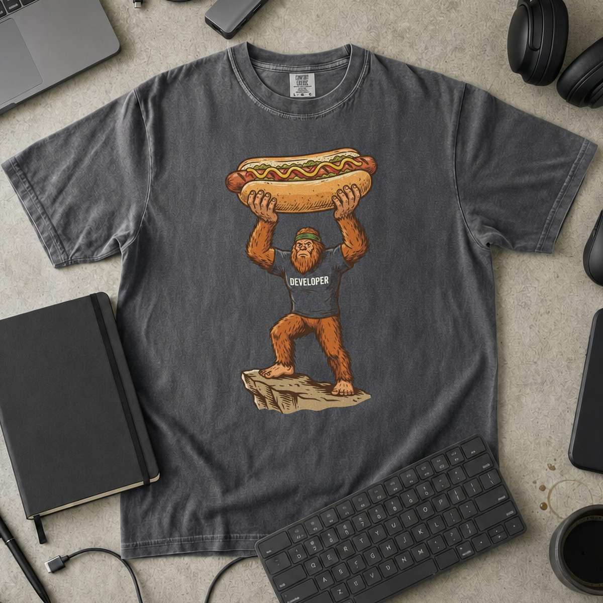 Freedom Bigfoot Hot Dog Press Premium Shirt — pepper Premium Shirt mock-up