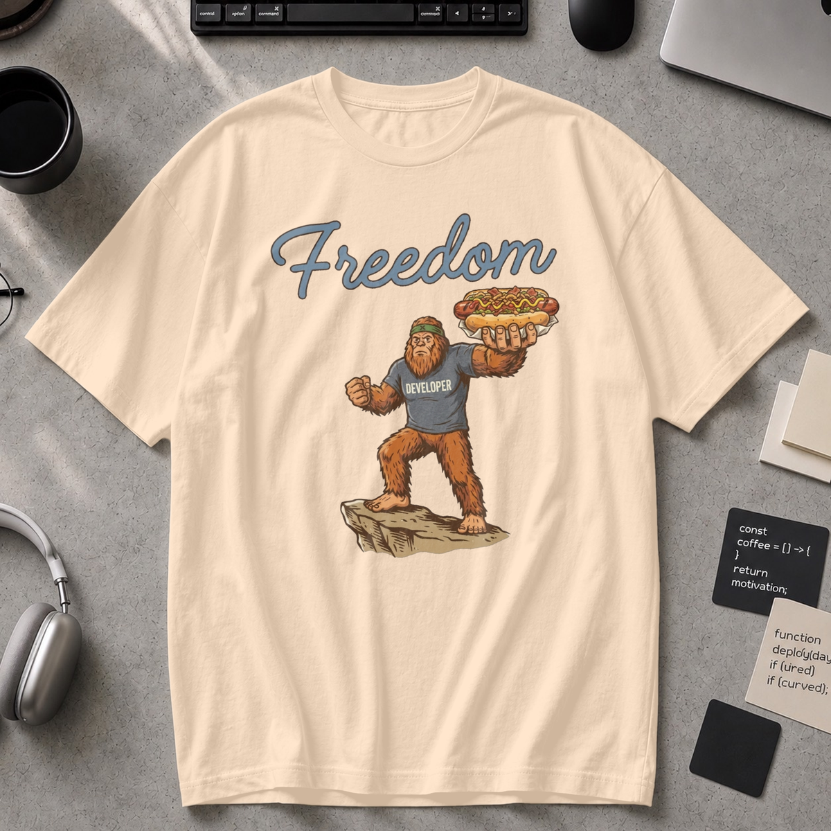 Freedom Bigfoot Hot Dog Premium Shirt - Ivory