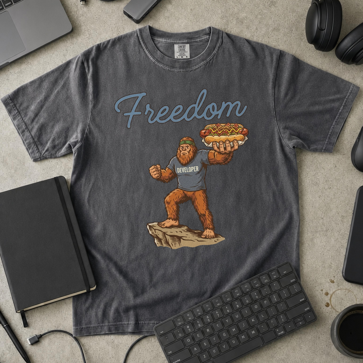 Freedom Bigfoot Hot Dog Premium Shirt — pepper Premium Shirt mock-up