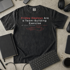 friday deploys = team building Premium Shirt — black Premium Shirt mock-up