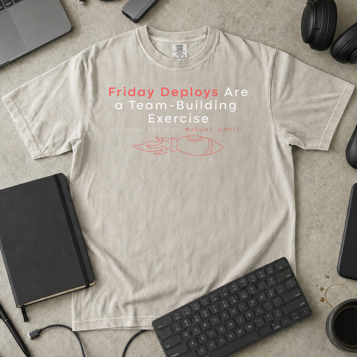 friday deploys = team building Premium Shirt — ivory Premium Shirt mock-up