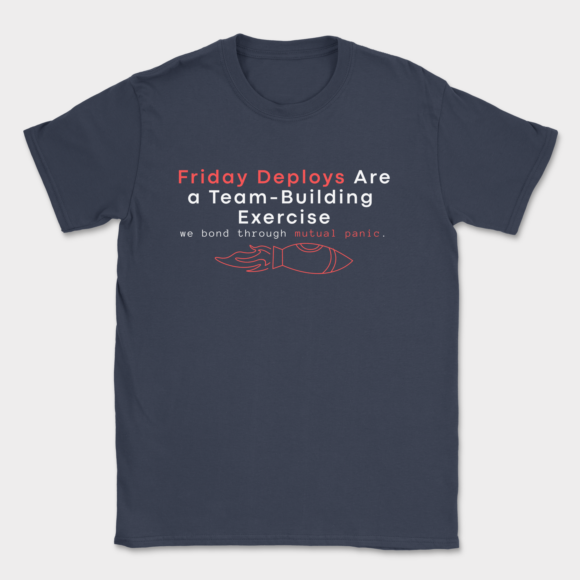friday deploys = team building shirt — Navy
