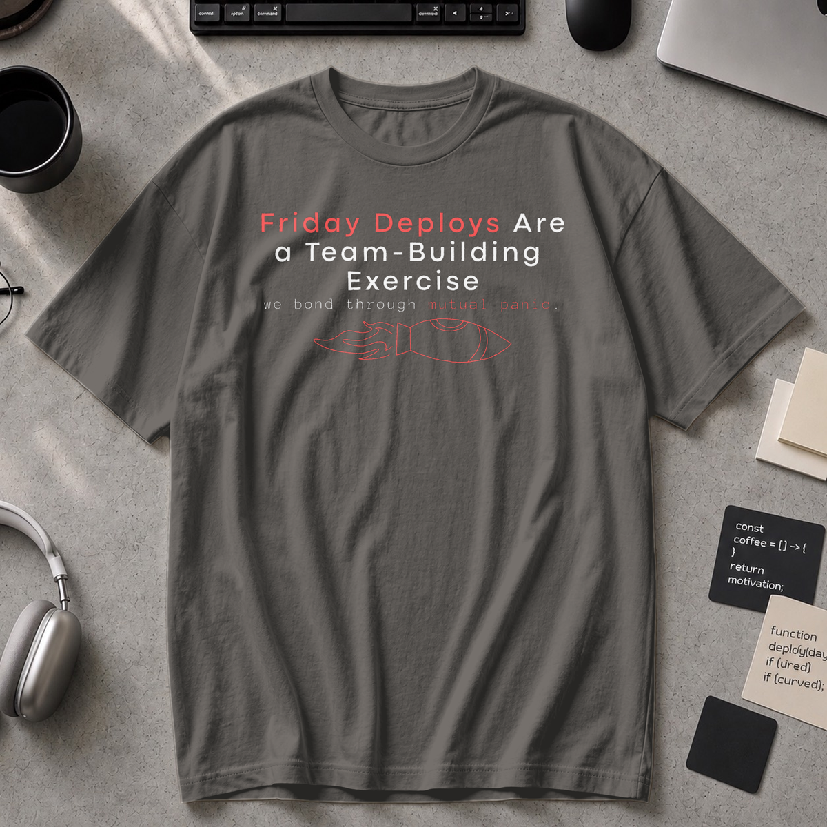 friday deploys = team building Premium Shirt - Pepper