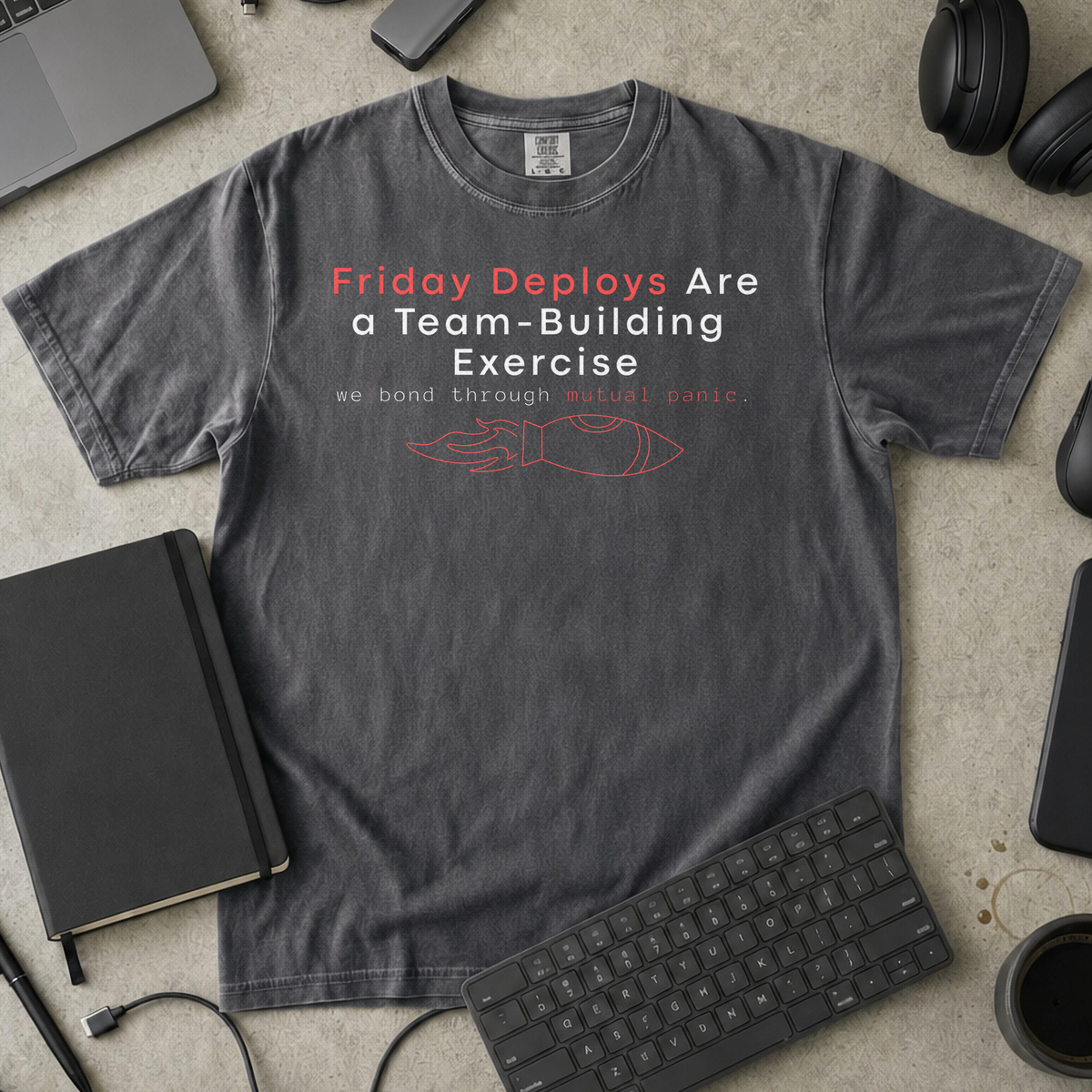 friday deploys = team building Premium Shirt — pepper Premium Shirt mock-up