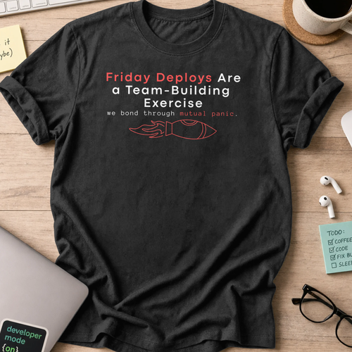 friday deploys = team building shirt - Black