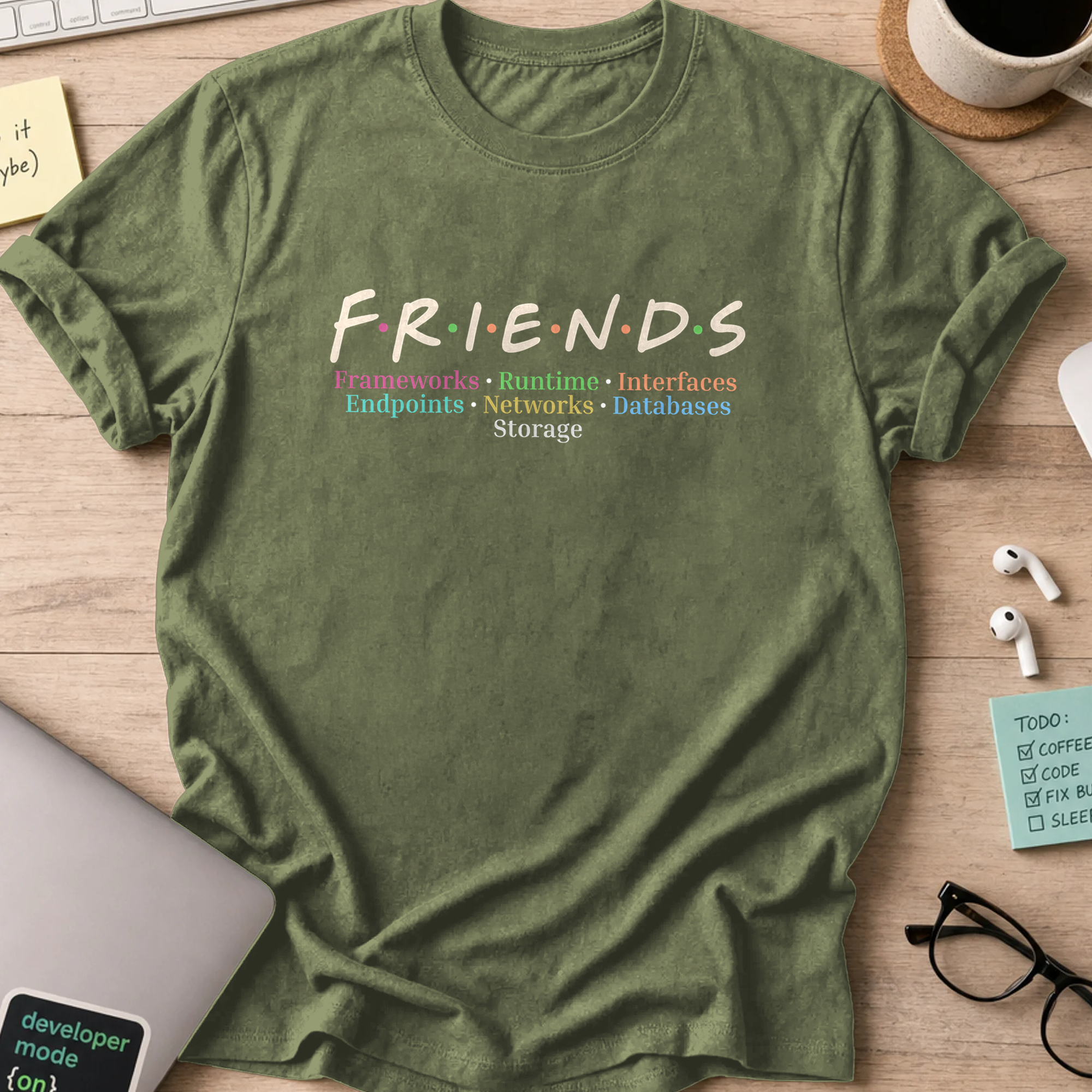 friend but techy shirt - Military Green