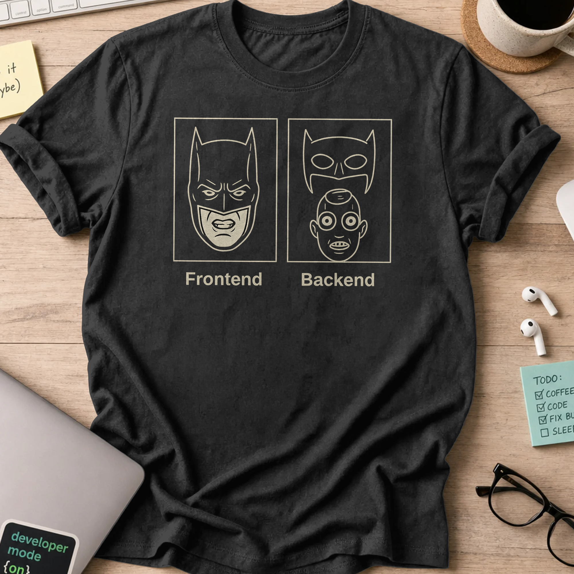 frontend vs backend shirt - Black