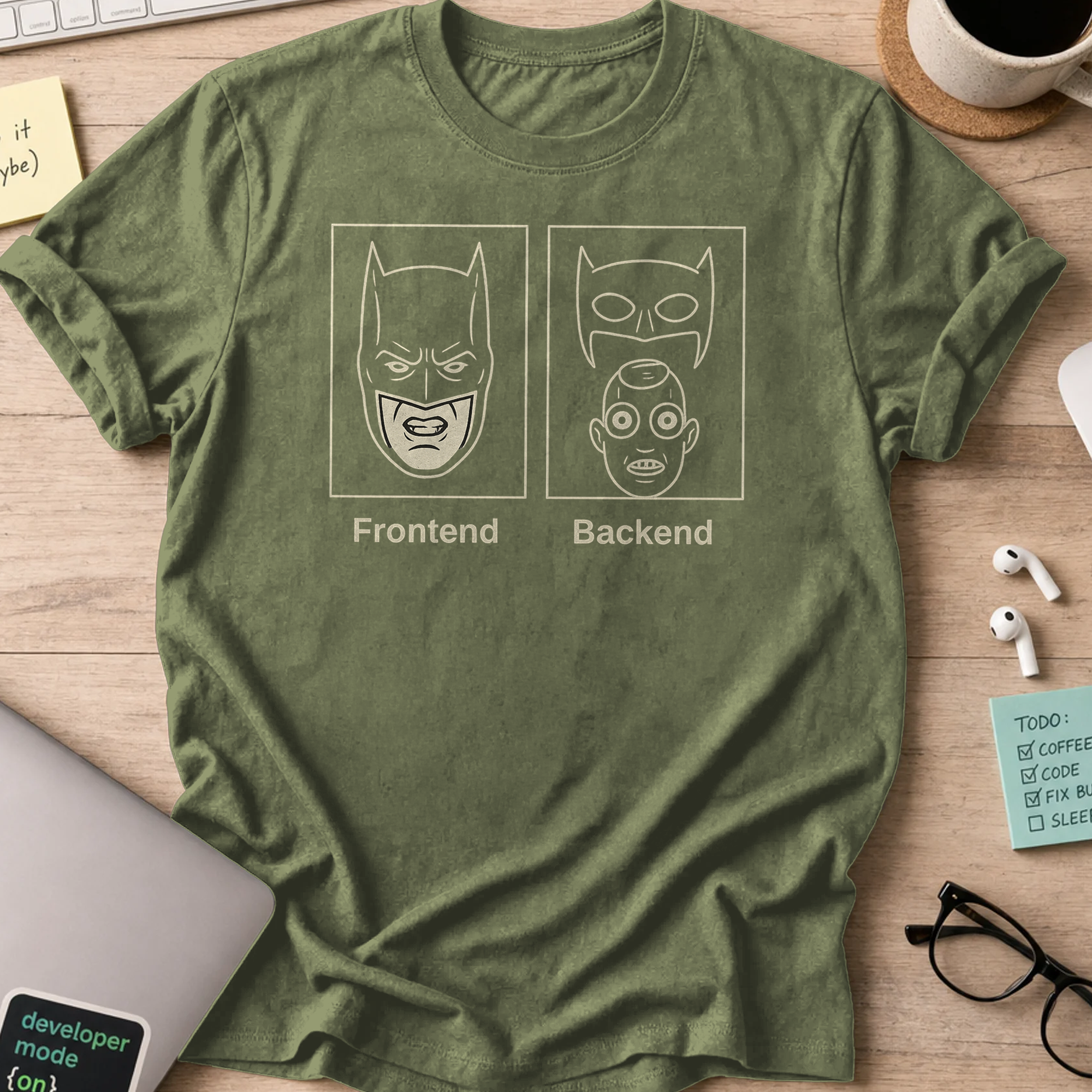 frontend vs backend shirt - Military Green