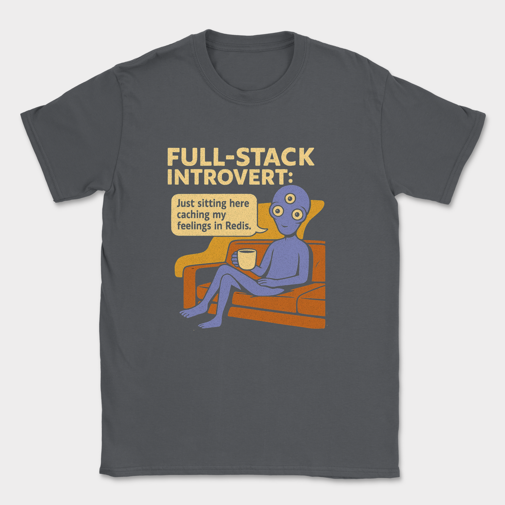 full stack introvert alien shirt — Dark Heather Grey