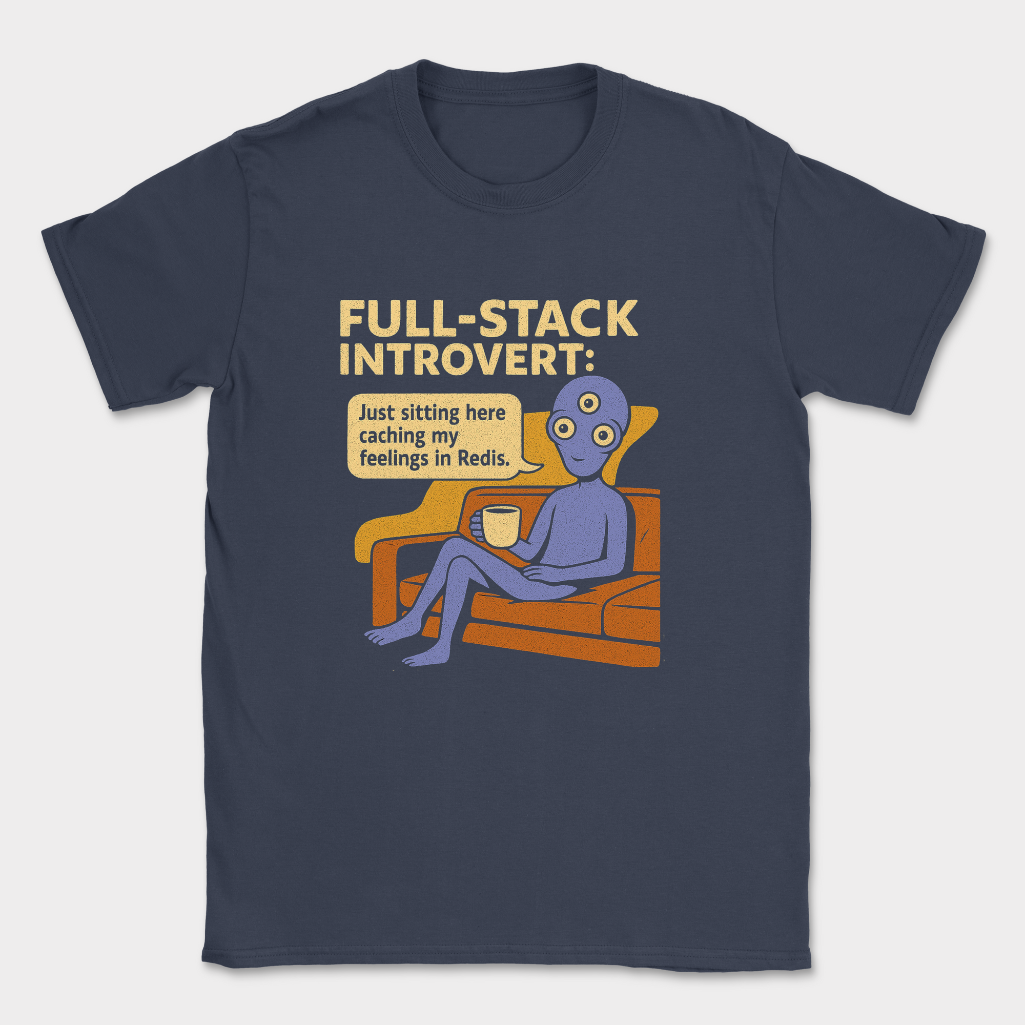 full stack introvert alien shirt — Navy