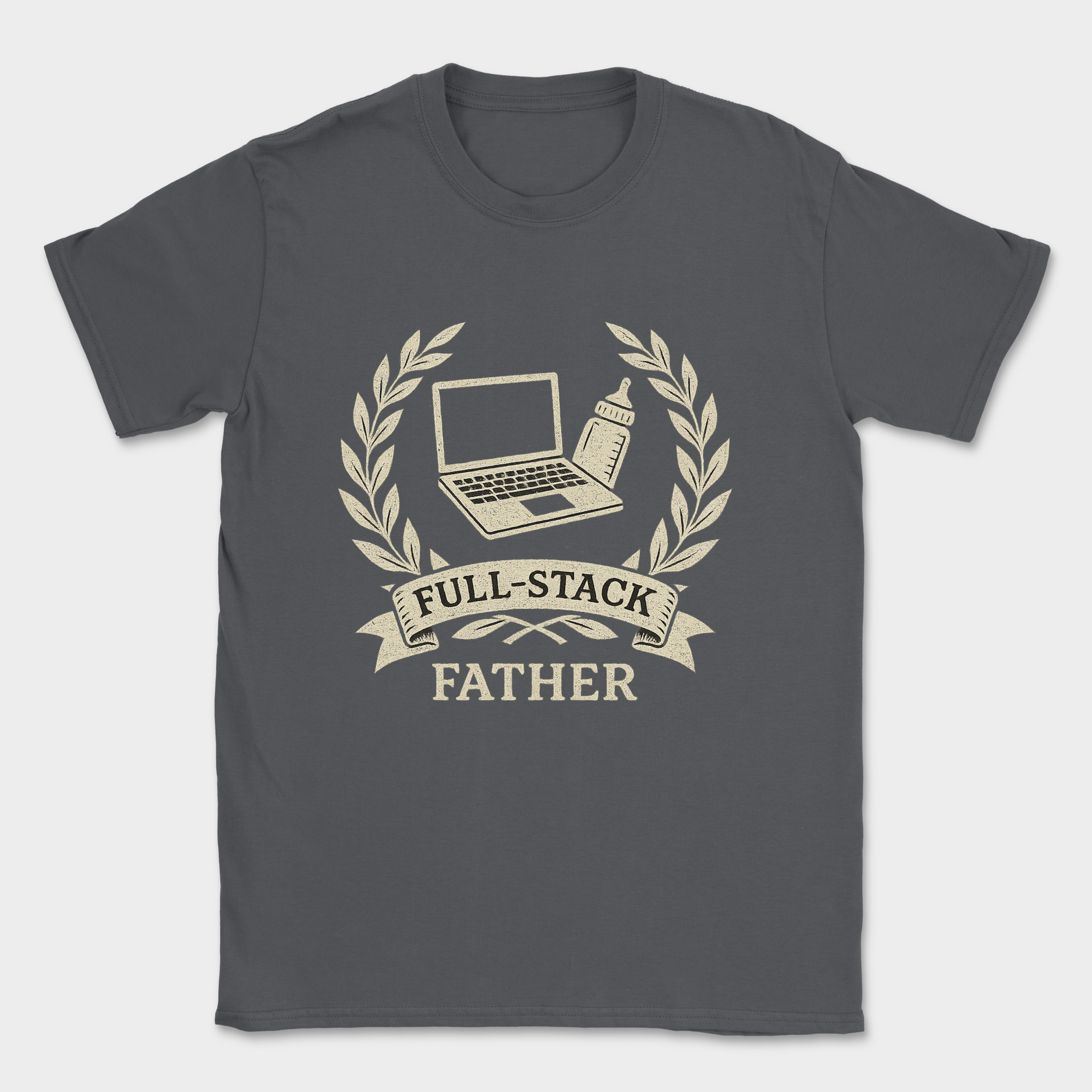 full-stacked father shirt — Dark Heather Grey