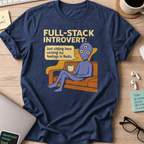 full stack introvert alien shirt - Navy