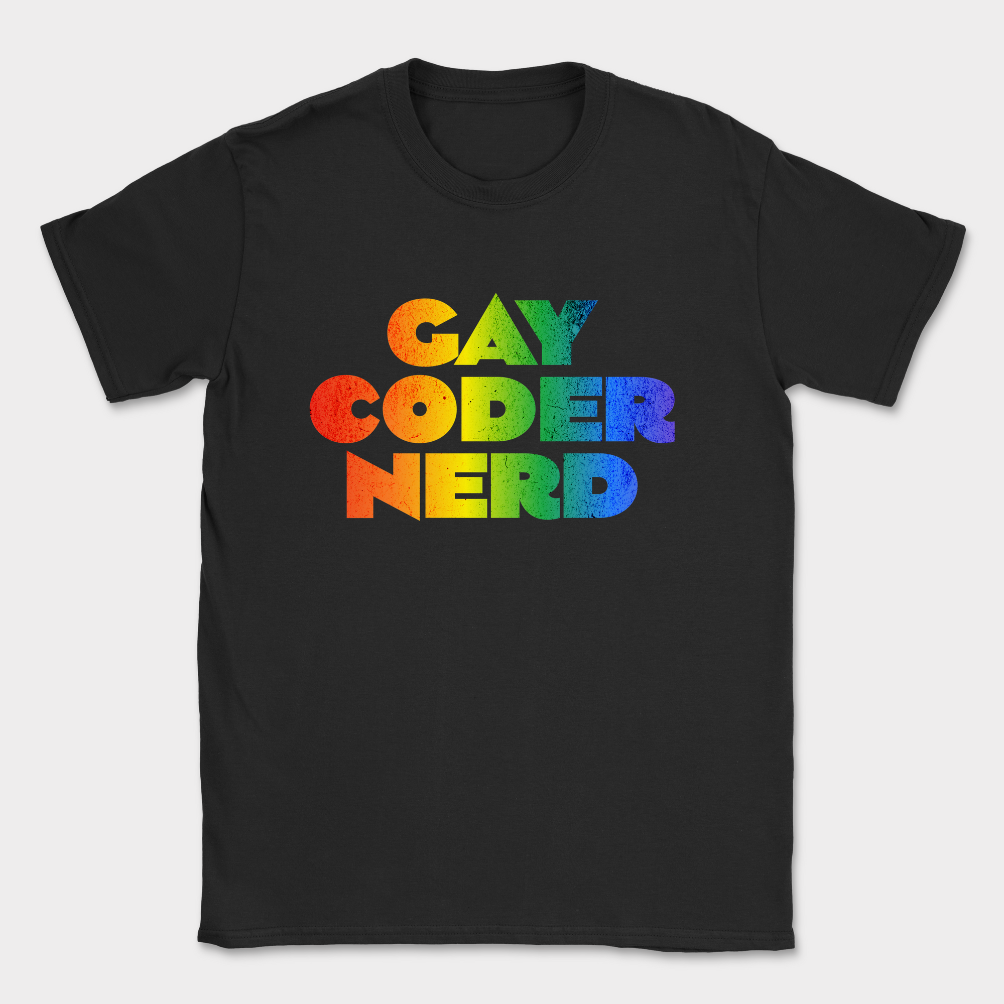gay coder nerd rainbow shirt — Black
