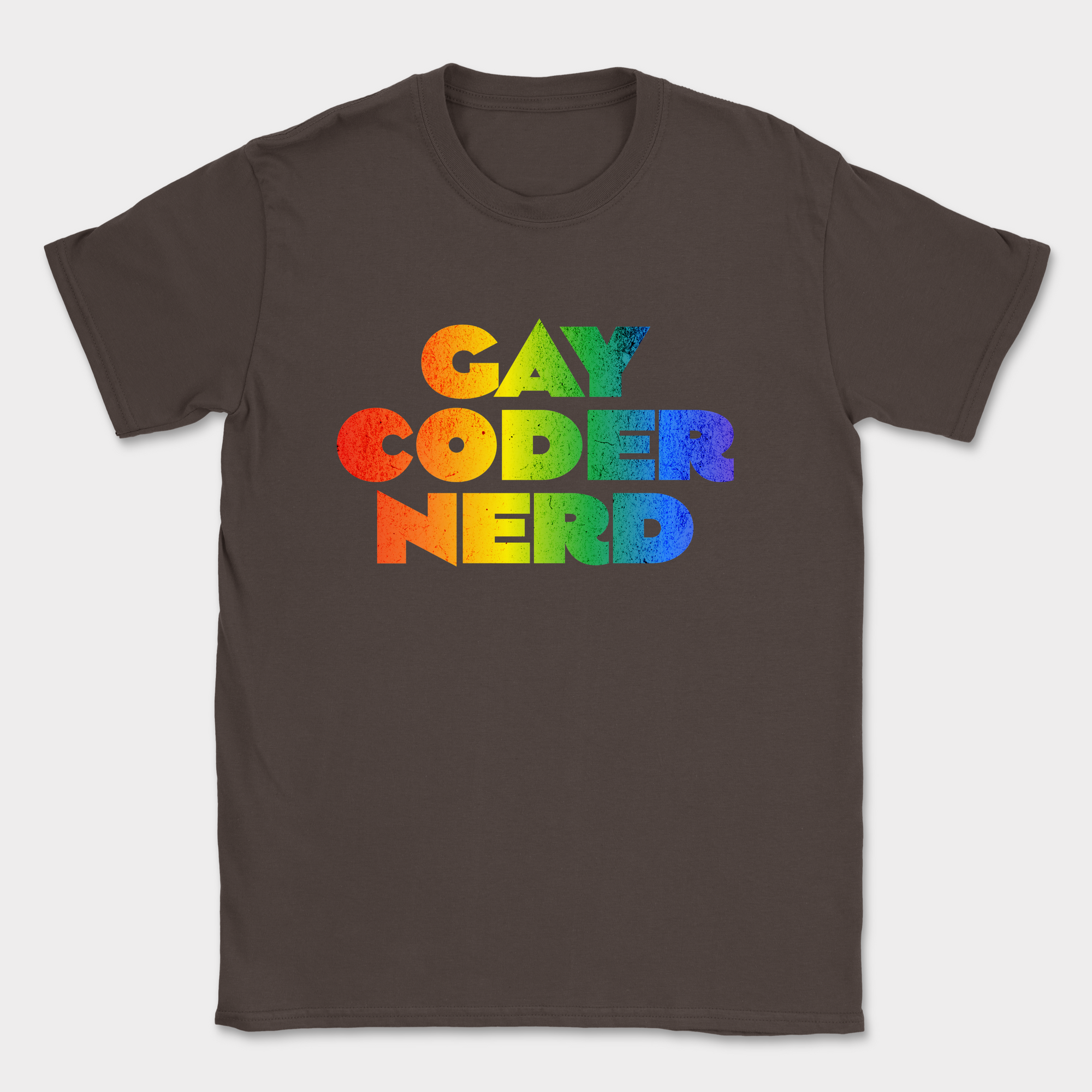 gay coder nerd rainbow shirt — Dark Chocolate