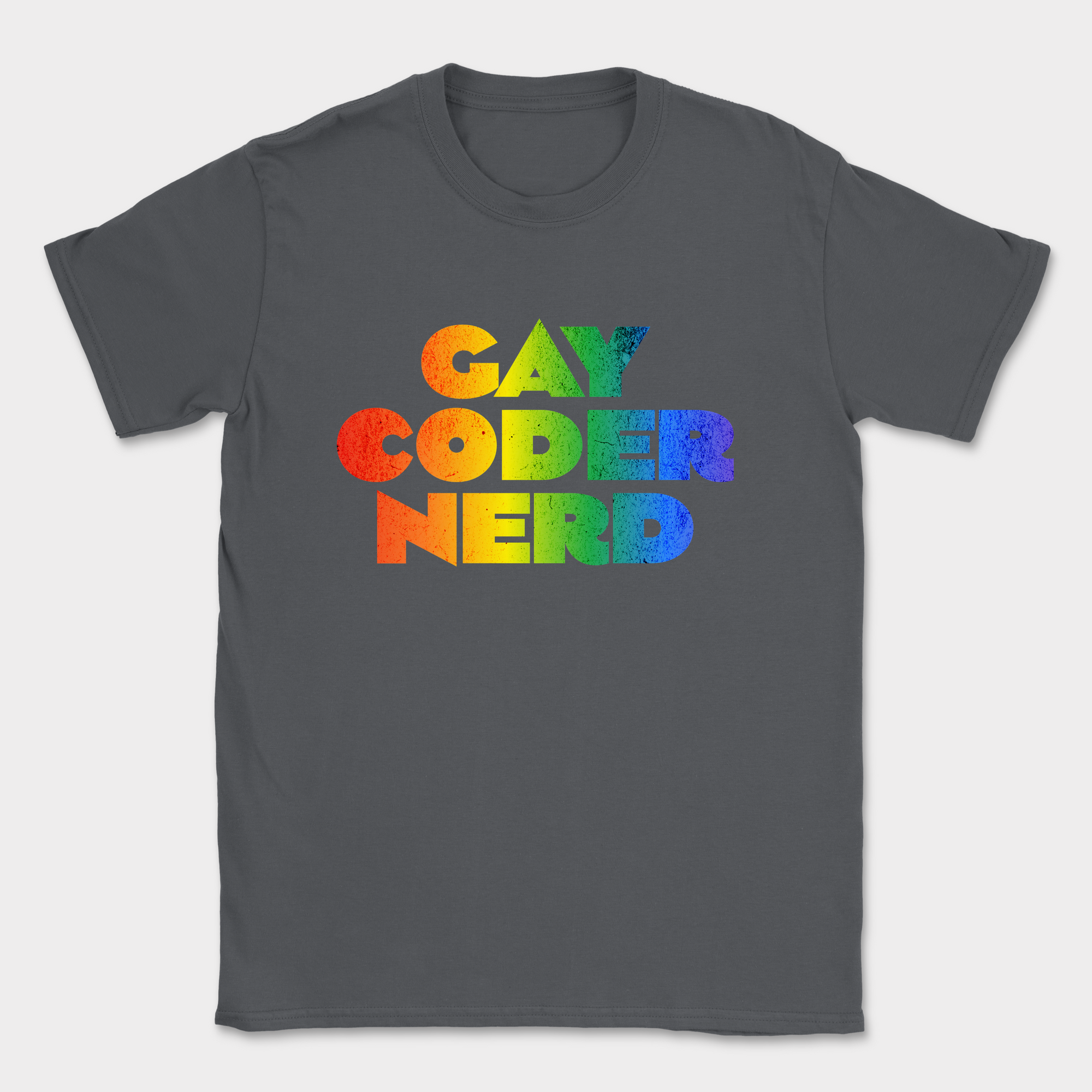 gay coder nerd rainbow shirt — Dark Heather Grey
