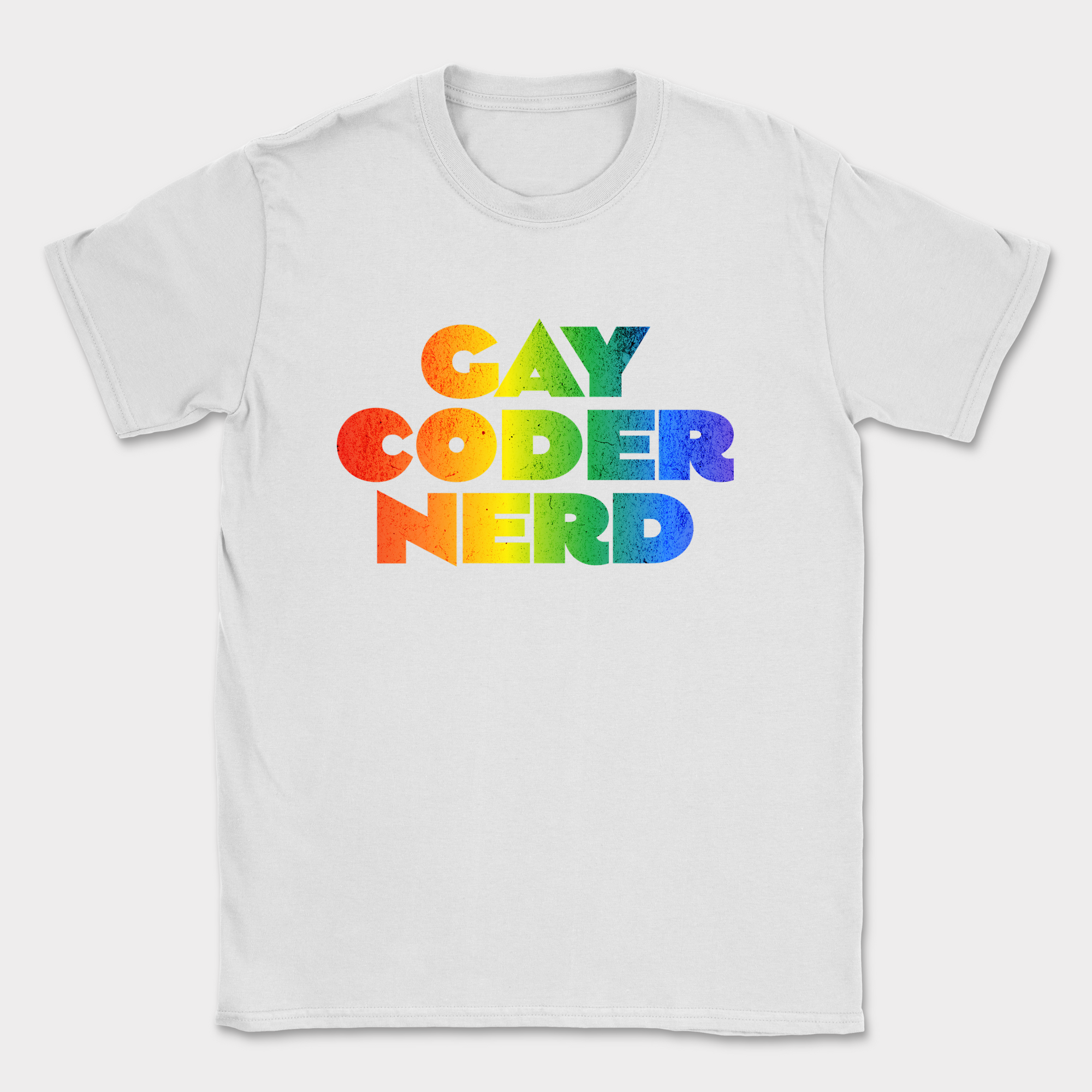 gay coder nerd rainbow shirt — White