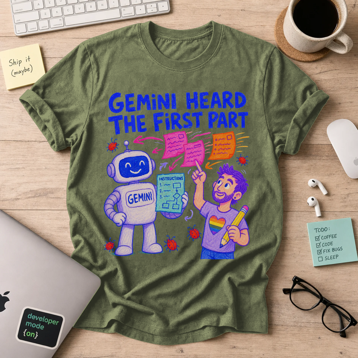 Gemini Heard the First Part Shirt — Military Green