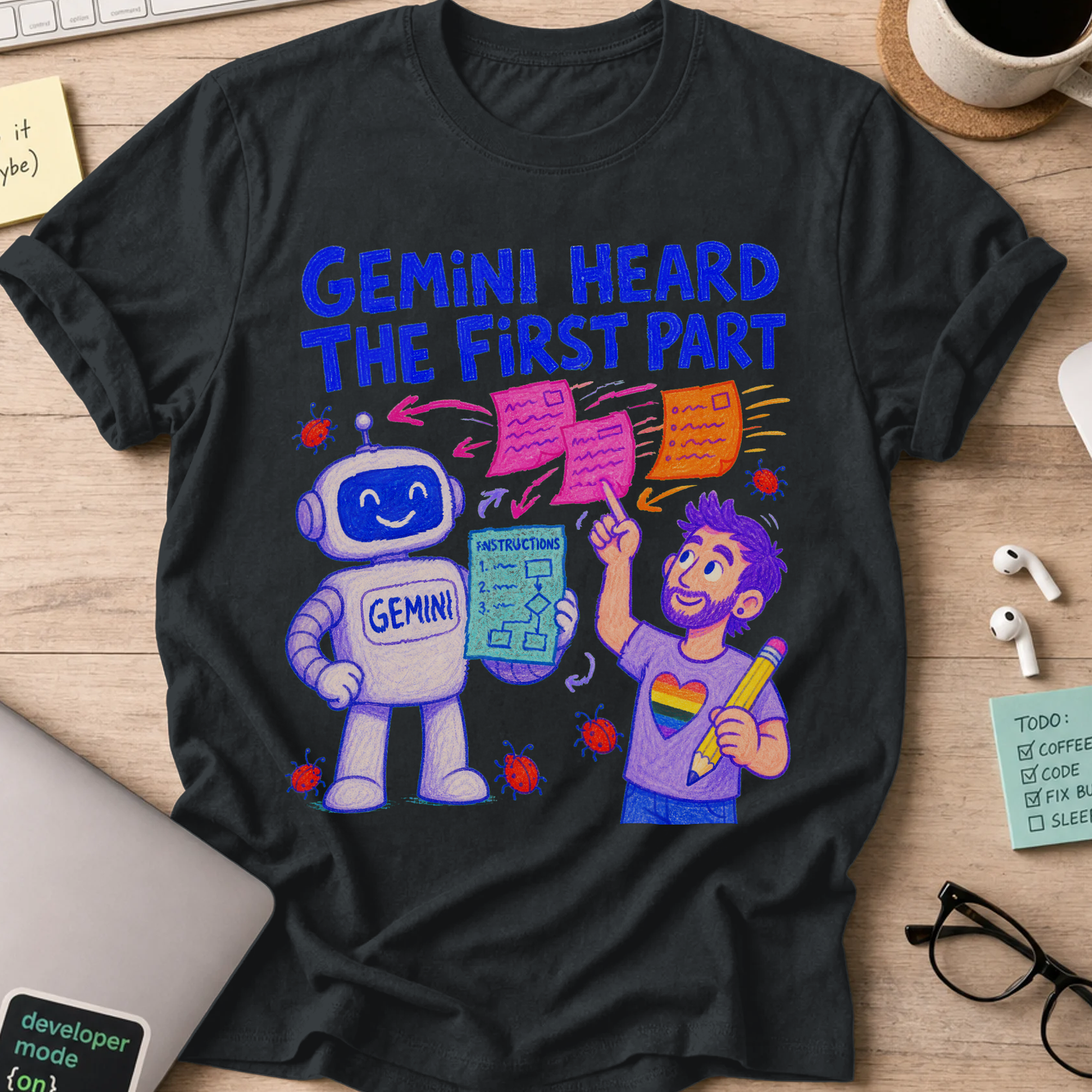 Gemini Heard the First Part Shirt — Black storefront mockup