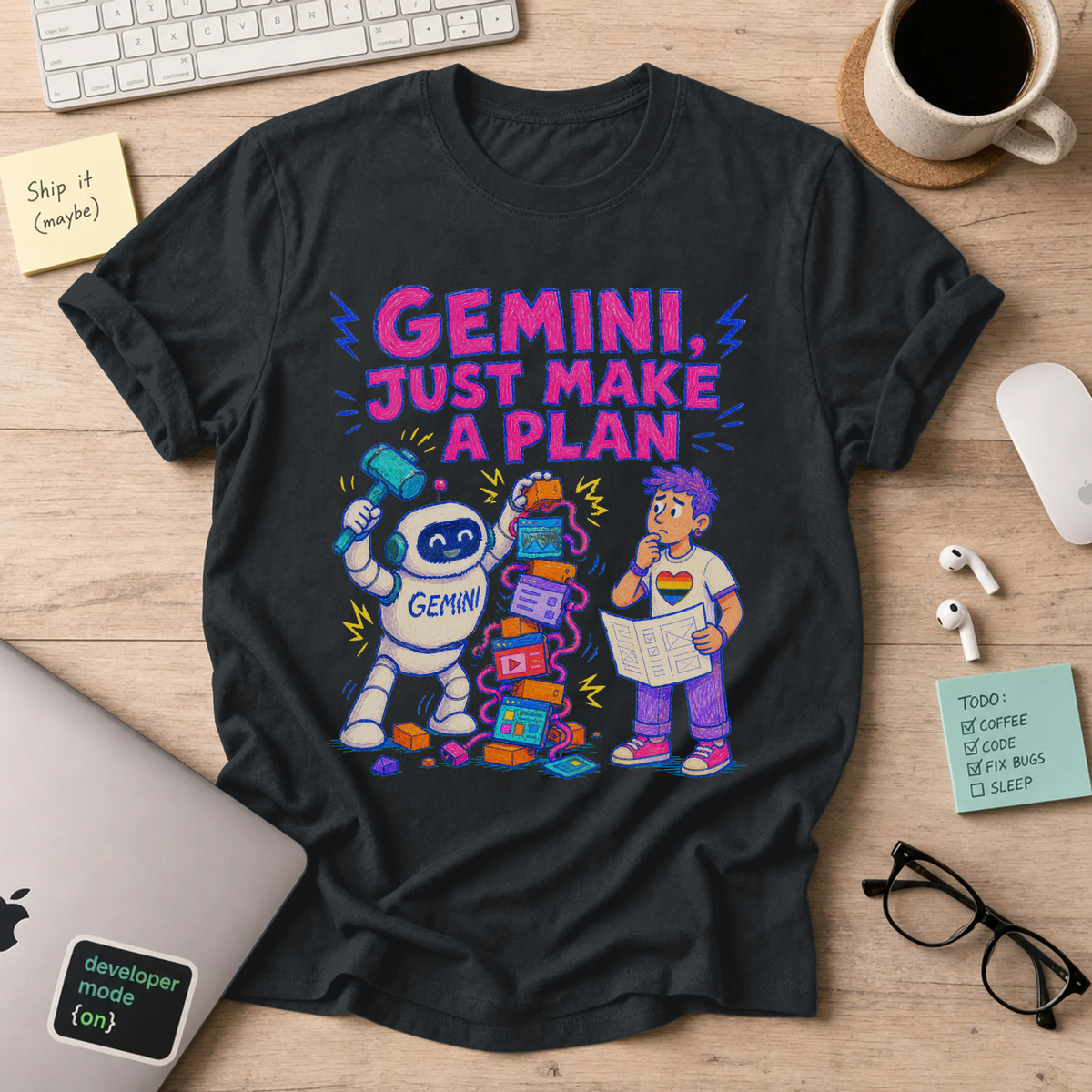 Gemini, Just Make a Plan Shirt — Black