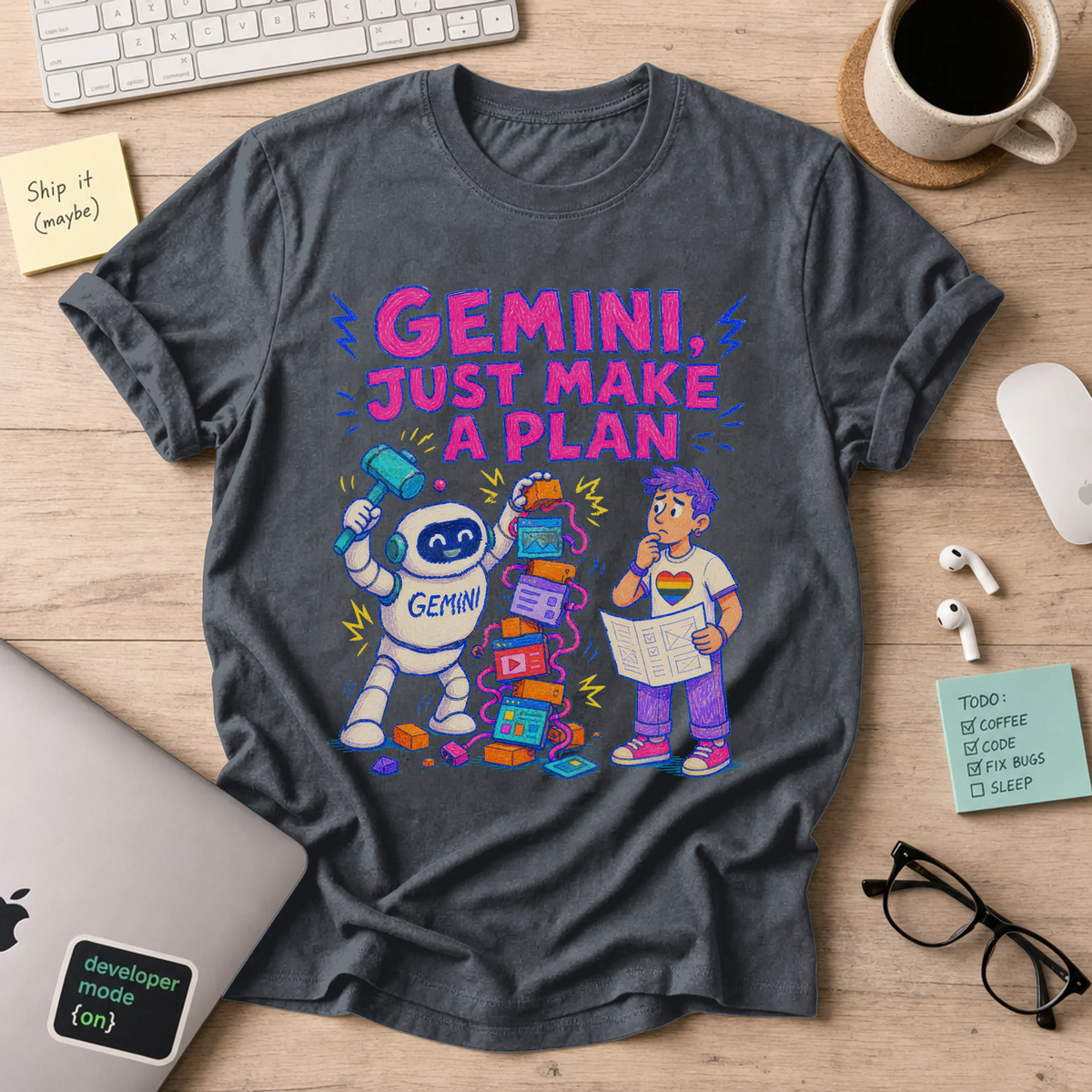 Gemini, Just Make a Plan Shirt — Dark Heather