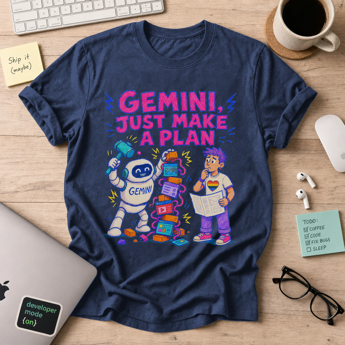 Gemini, Just Make a Plan Shirt — Navy